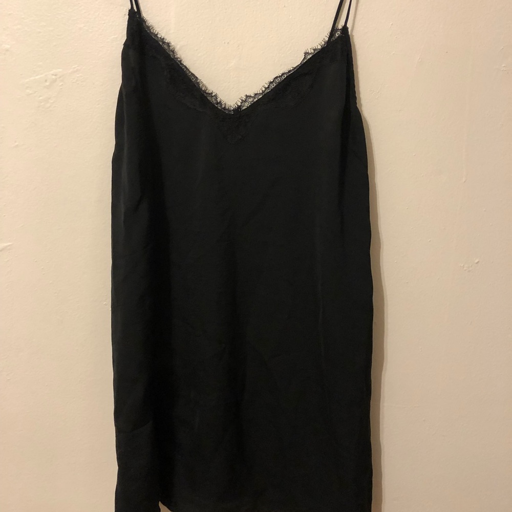 Black silk slip dress